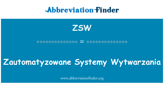 ZSW: Zautomatyzowane Systemy Wytwarzania