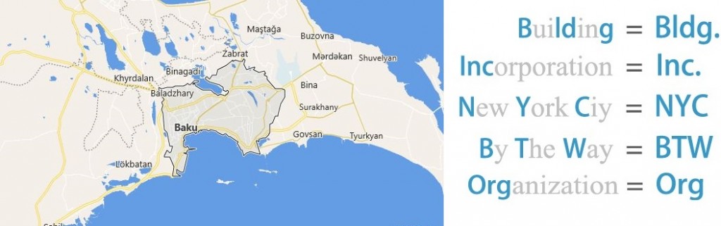 Abbreviations for Baku, Azerbaijan
