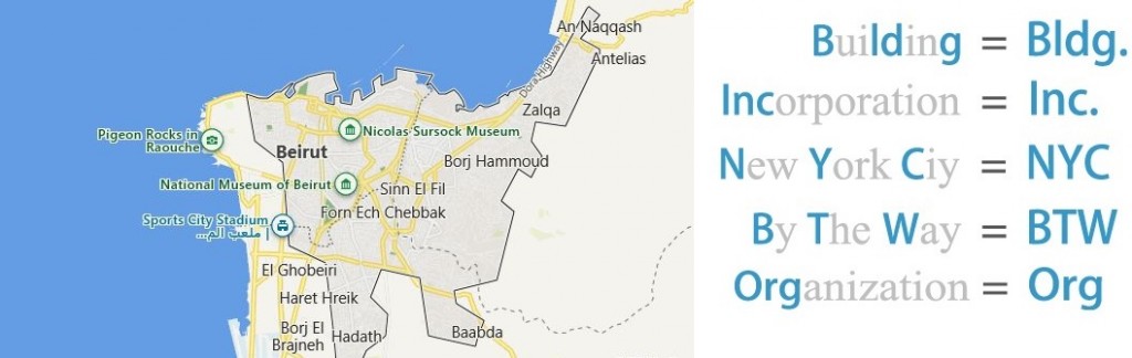 Abbreviations for Beirut, Lebanon