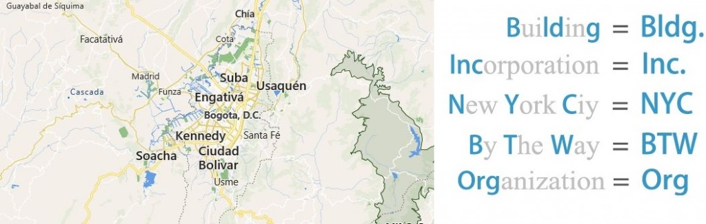 Abbreviations for Bogotá, Colombia