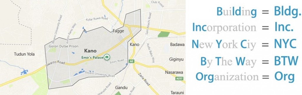 Abbreviations for Kano, Nigeria