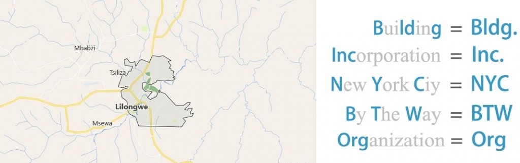 Abbreviations for Lilongwe, Malawi