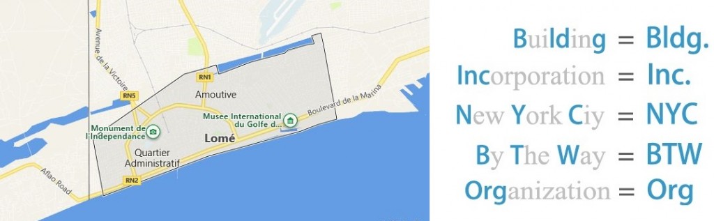 Abbreviations for Lome, Togo
