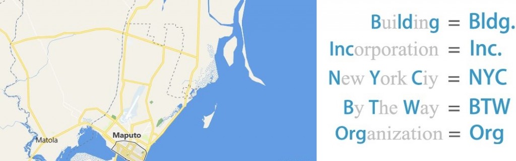 Abbreviations for Maputo, Mozambique
