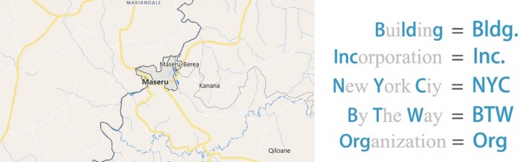 Abbreviations for Maseru, Lesotho