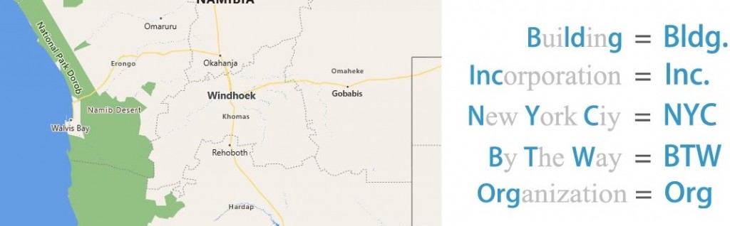 Abbreviations for Windhoek, Namibia